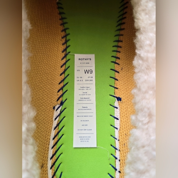 Rothys, "The Scuff" Wool Blend Womens Slip On Mule Slipper, Popcorn Yellow, Sz 9 - Picture 9 of 10